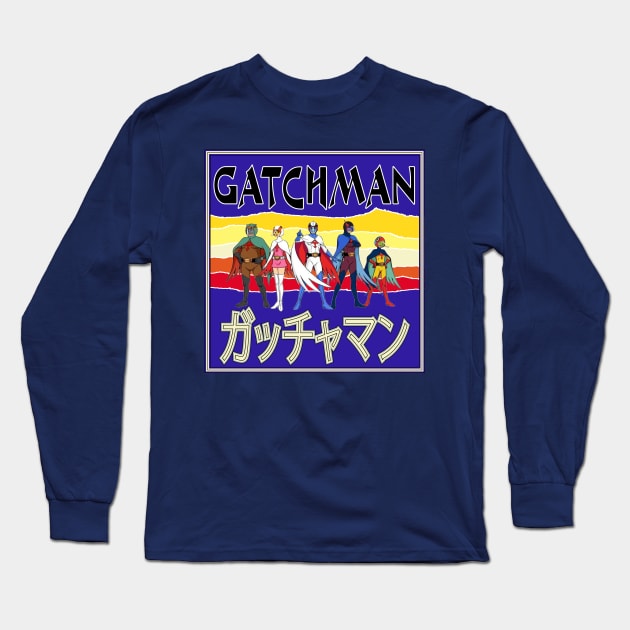 Battle of the Planets Gatchaman G Force Retro Cover Long Sleeve T-Shirt by Surfer Dave Designs